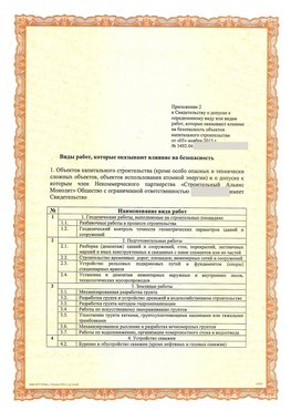Приложение к свидетельству о допуске к определенному виду или видам работ Черногорск СРО в строительстве